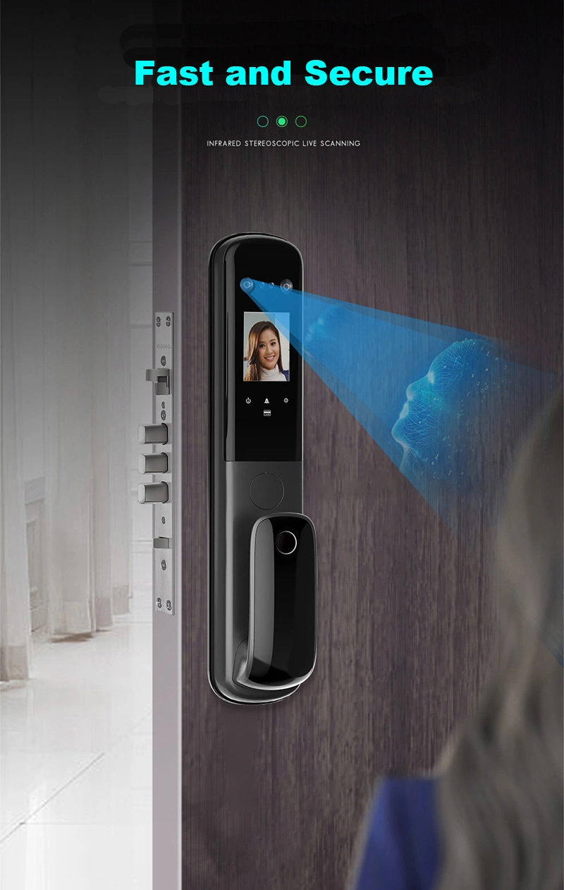 High Security 3D Face Recognition Door Lock Tuya Smart WiFi Smart Lock with Camera