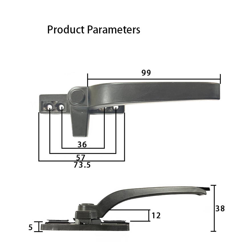 Classic Door and Window Hardware Spare Parts Sliding Window Pull 7 Shape Black Aluminium Casement Window Handle UPVC Window Handles OEM ODM