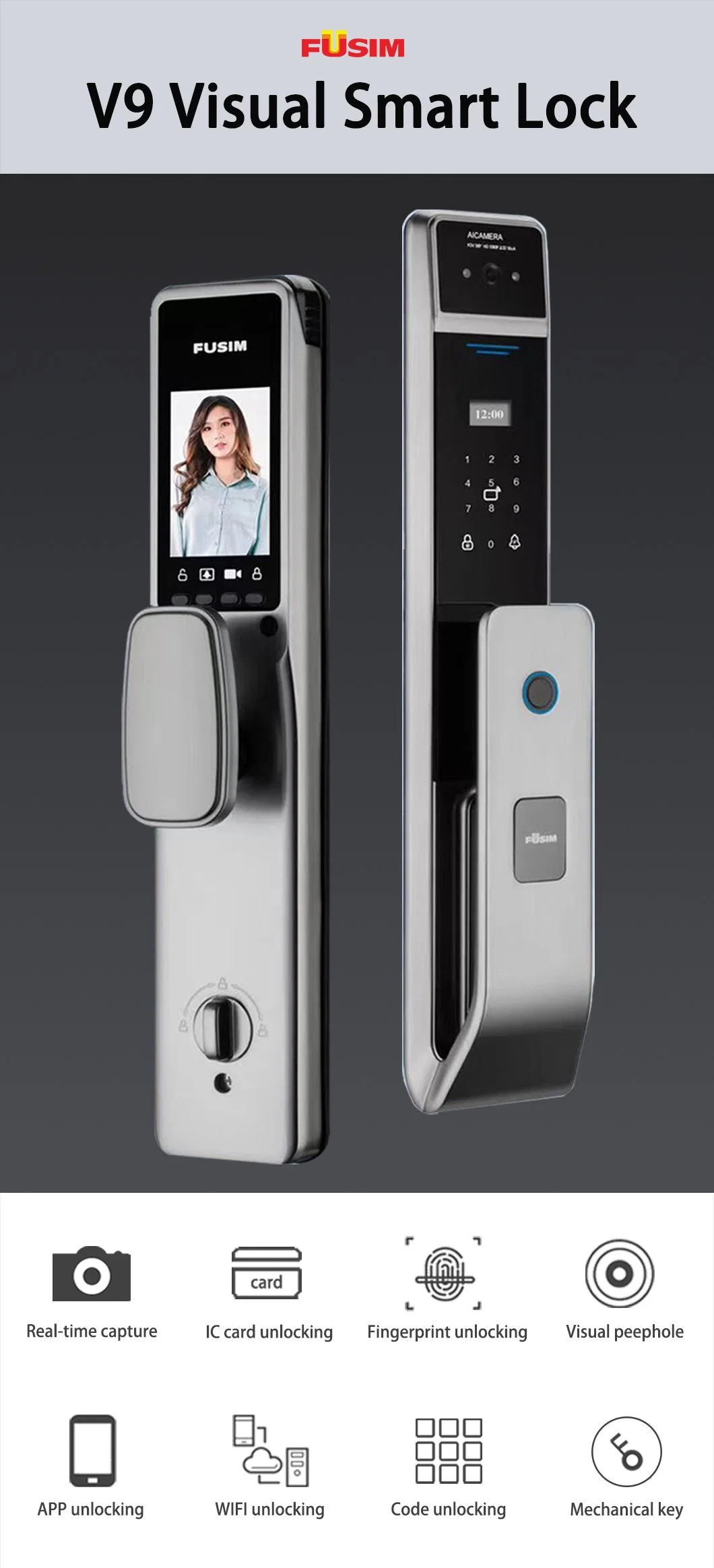 Fusim Security Steel Room Door with Smart Lock