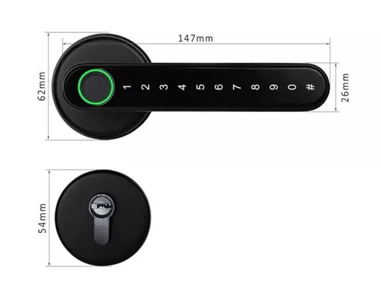 Waterproof Tuya Ttl Smart Electronic Lock Fingerprint Door Handle Digital Keyless Lock