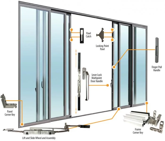 Modern Strong Thermal Broken White Aluminium Narrow Frame Large Glass Lift and Slide Sliding Doors with Smart Lock