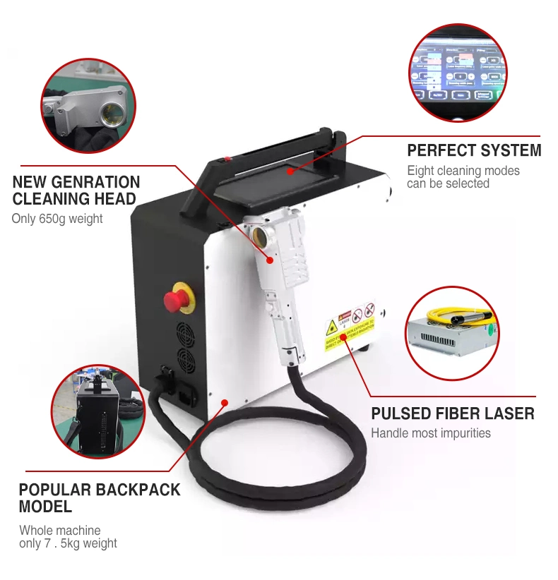 Backpack Design High Efficiency 50W/100W Reasonable Price for Rust Removal