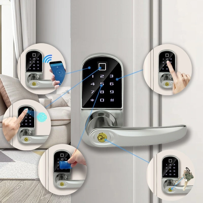 Finger Print Key Card Password Blue-Tooth Ttlock APP Smart Electric Room Gate Deadbolt Door Lock