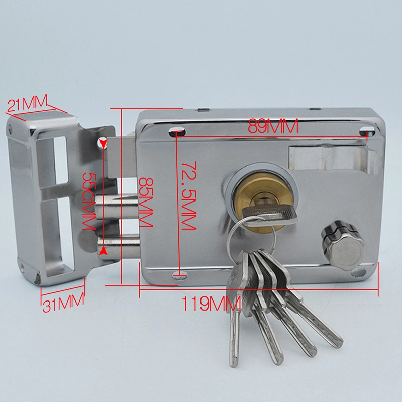 OEM ODM Security Anti-Theft Access Control System Inside Latch Door Rim Lock Brass Cylinder Rim Door Lock Set with Keys