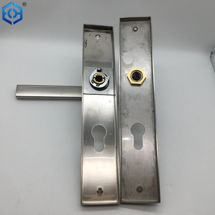 Stainless Steel Door Handles L Shape on Rectangular Shield Plate