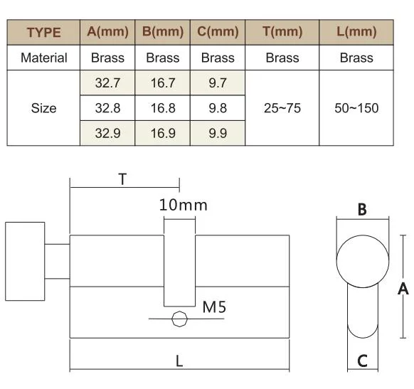 OEM China Factory Double-Row Pins Brass Cylinder Lock for Wooden Door