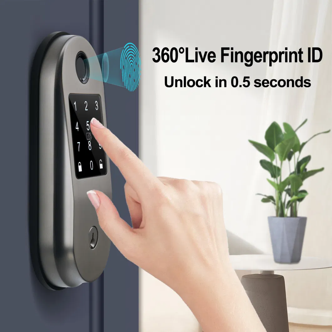 Keyless Entry Door Lock for Front Door, Electronic Door Lock with Biometric Fingerprint, APP, IC Cards, Auto Lock, Finger Print Lock on Door for Home, Apartment