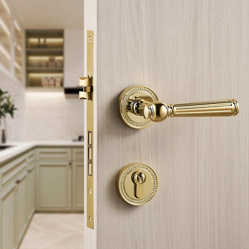 Chinese Manufacturers Custom Mute All Copper Room Wooden Door Lock Gold Home Door Handle