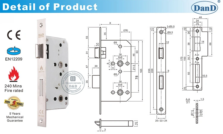 CE Certified New House Bathroom Mortise Door Lock for Toilet