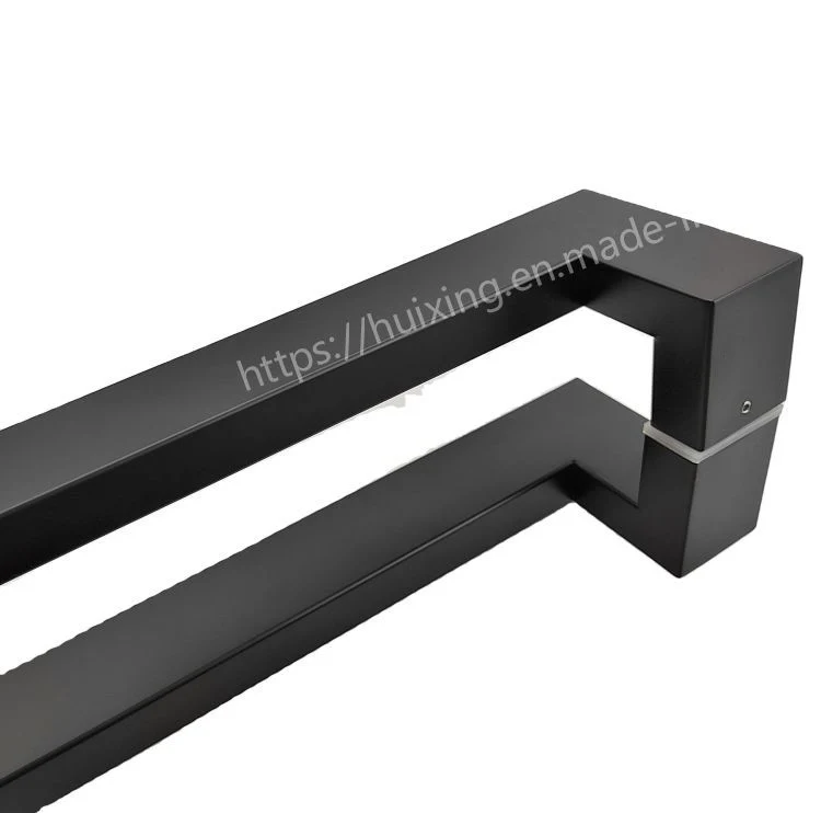 SS304 Black Double Sided Four Bend Offset Glass Door Pull Handles Stainless Steel Main Door Offset Square Pull Handle