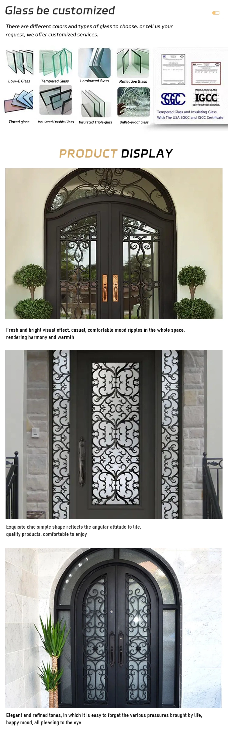 Exterior Front Arched Wrought Iron Door Locks Wrought Iron Door for Home