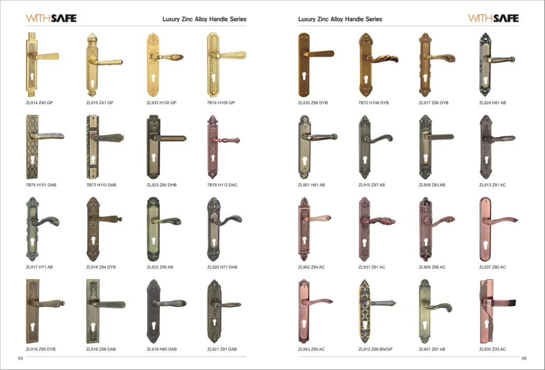 Classical Design Golden Large Size Zinc Alloy Lever Door Handle Mortice Lock