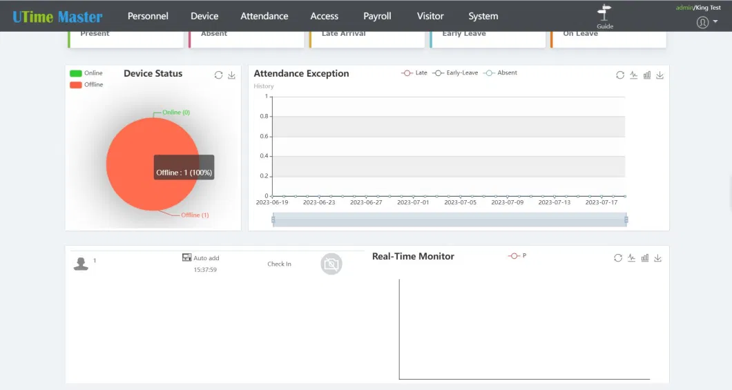 Cloud Server Attendance Software Facial Recognition Access Control with Fingerprint Reader