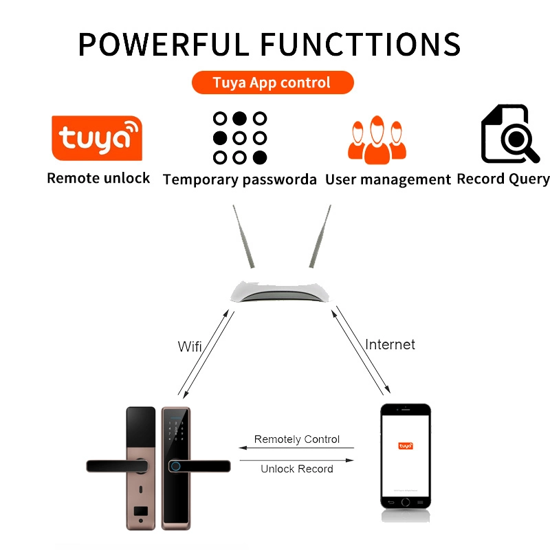 Anti-Thieft Tuya WiFi Biometric Fingerprint Smart Door Lock for Apartments