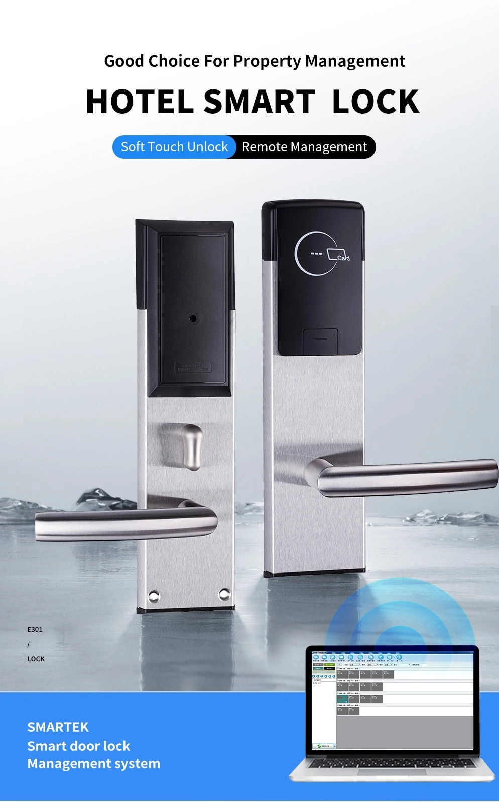 Smart Hotel Lock Hotel Card Reader Lock ANSI Mortise