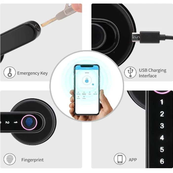 Fingerprint Lock with Touchscreen Digital Lever Lock Keyless Entry Front Door Knob with Keypad Suitable for Home and Hotel