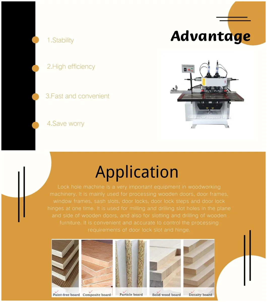 Single Head Double Heads Door Lock Holes Mortising Machine for Wooden Door