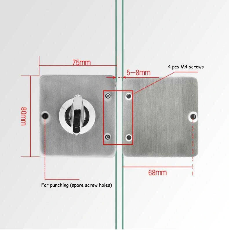 Safe Intelligent Fingerprint Biometric No Drilling Glass Door Smart Lock