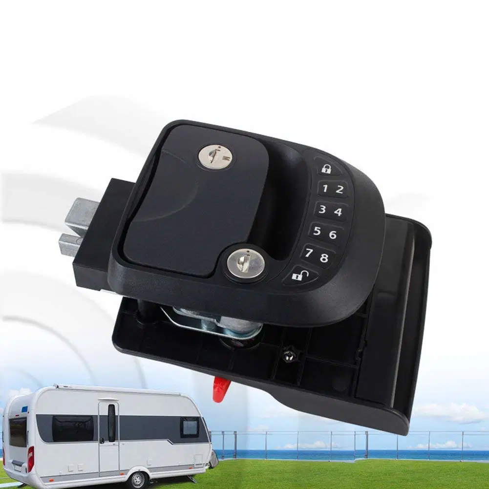 Camper Trailer Keyless RV Entry Door Caravan Lock Latch Handle Knob Deadbolt-Black