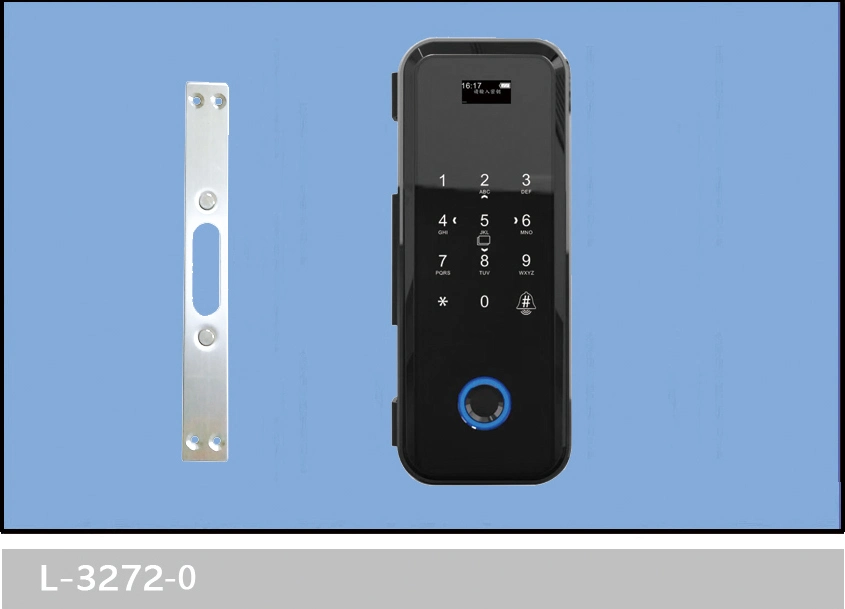 Black Fingerprint Lock Password Code IC Card Smart Glass Door Lock for Home Apartment Office Door