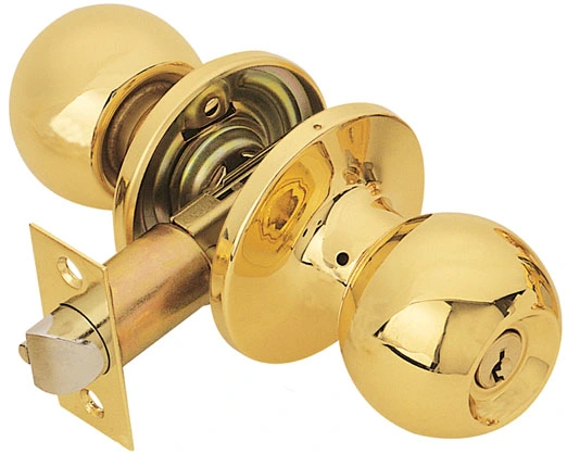 Tubular Knob Lockset Door Lock Ball Knob Enty Polished Brass