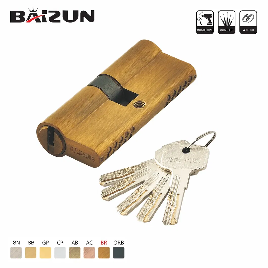 Factory Customized Hotel/Modern House Brass Keys Door Cylinder Lock Set