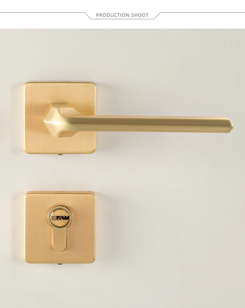 Bedroom Door Handle Hot Sale Interior Door Lock Brushed Brass Zinc Alloy Door Set