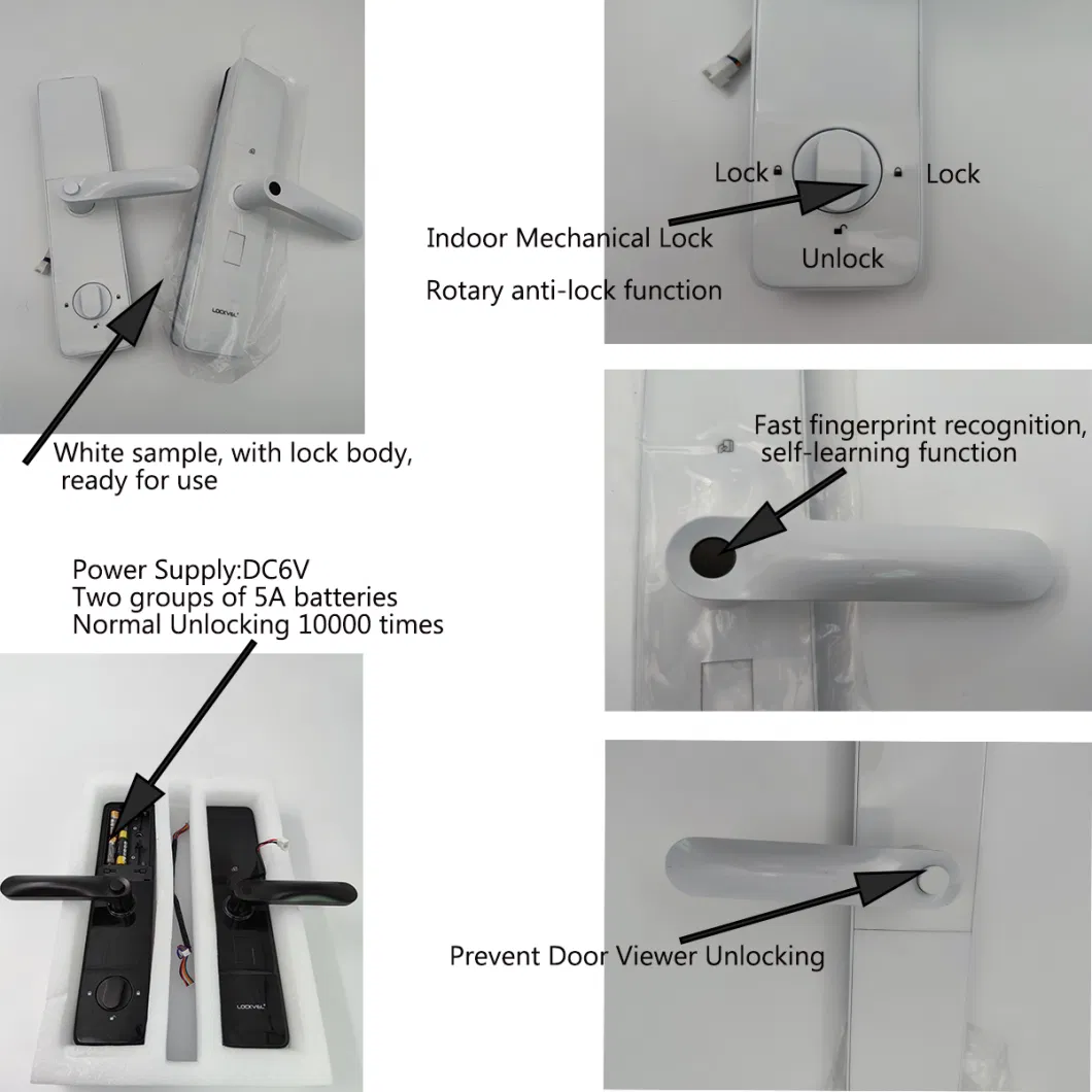 Fingerprint Door Lock, Smart Door Lock Open by Fingerprint, Password, Key and RF Card