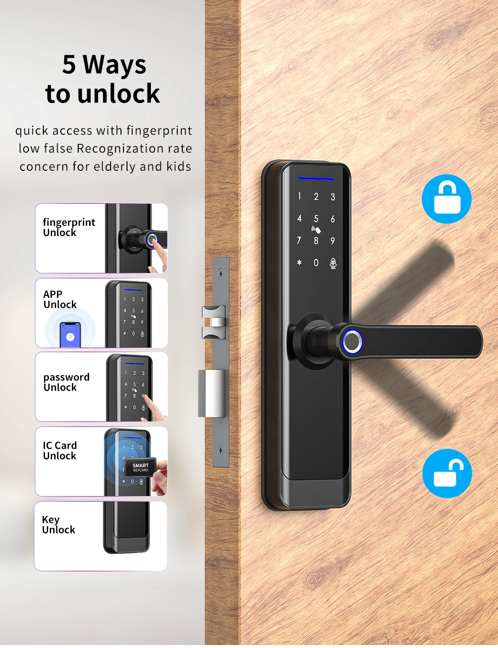 WiFi APP Smart Digital Electronic and Fingerprint Keypad Smart Door Lock