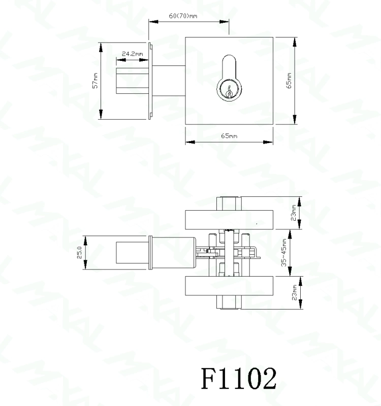 High Security Double Deadbolt Square Wooden Door Double Cylinder Lock