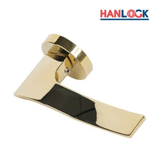 Gold Brushed Zinc PVD Front Door Handle with Round Rosette