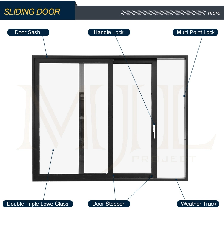 Homes Anti Theft Aluminum Sliding Door Glass Balconies Multiple Locks Sliding Patio Doors