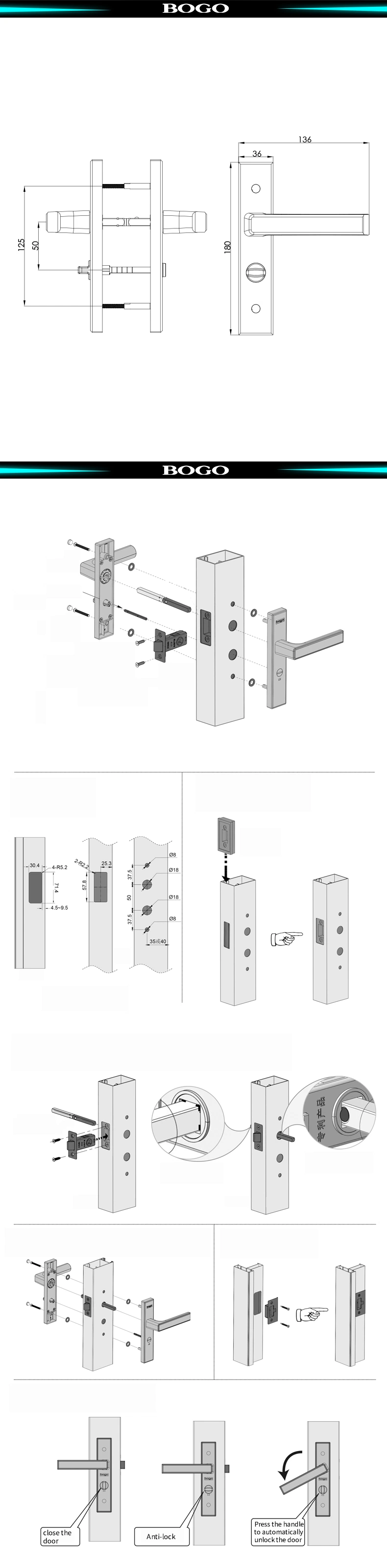 Nice Aluminum Alloy Security Luxury Entry Door Handle Lock