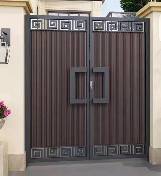 Luxury Metal Door Golden Carved Courtyard Door Double Door Automatic Door