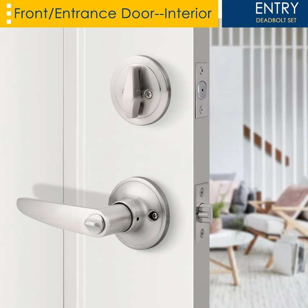 Keyed Door Lever Handle Lock Set with Single Cylinder Deadbolt