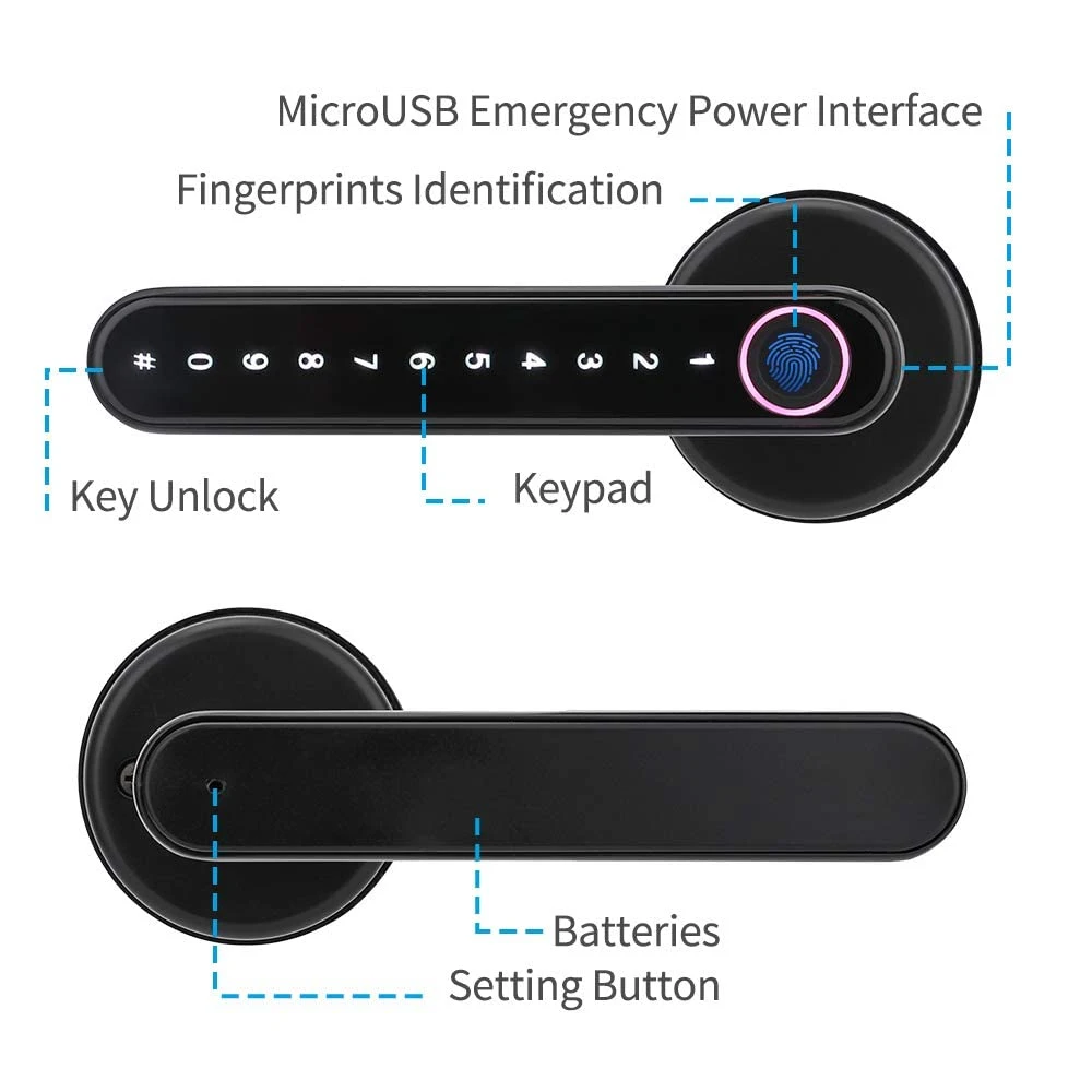 Smart Fingerprint Door Lock - Biometric Door Knob Fingerprint Door Knob Keyless Entry Door Locks with Handle Door Lever for Homes/Apartments/Office/Airbnb/Hotel