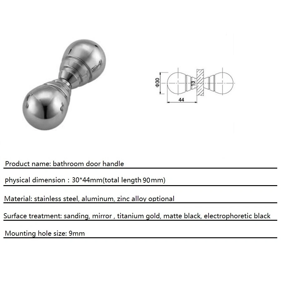 Double Sided Small Handle Shower Room Sliding Door Knobs Bathroom Knob Brass/ Aluminum/ Zinc / Stainless Steel Round Circular Grooved Knob and Handle Vsh2122