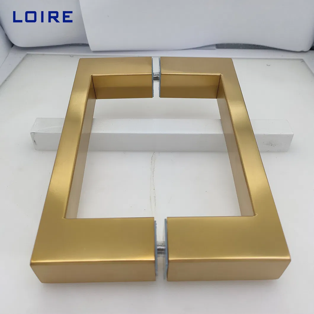 Loire Gold Square Stainless Steel Brass PVD Sb Pn Gp Bn Cp Shower Glass Pull and Push Handle for Shower Glass Door