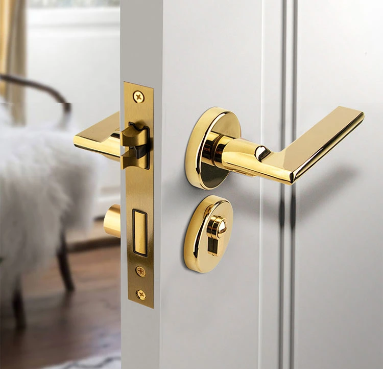 Classic Chrome Golden Lever Handles Door Tubular Lock Mortise Door Lock