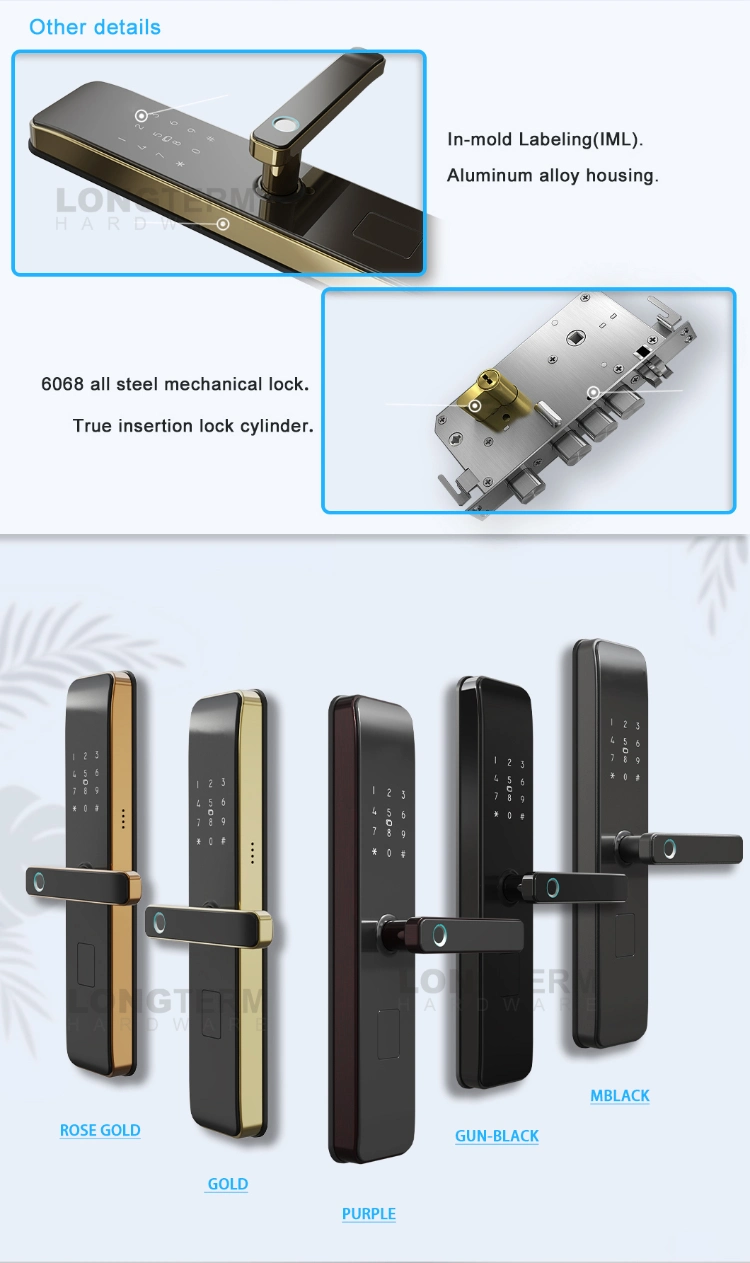 Digital Fingerprint WiFi Ttlock Smart Entry Door Lock with RFID Card Key