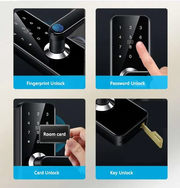 China Factory Password Card WiFi Door Handle Fingerprint Smart Lock