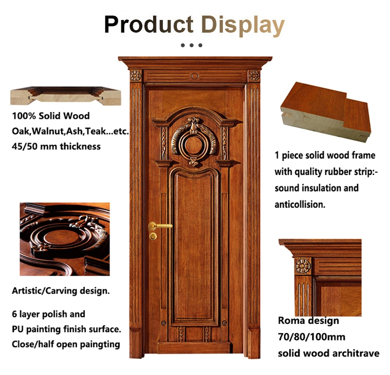 Luxury Entry Exterior Wooden Main Front Solid Wood Double Doors