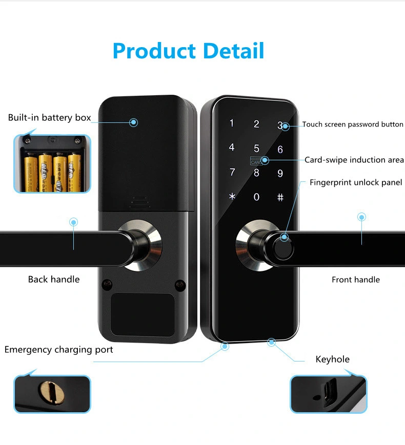 Smart Fingerprint Digital Safe Door Lock for Home Bedroom Steel Smart Lock Glass Wood Door Finger Print Metal Door Smart Lock