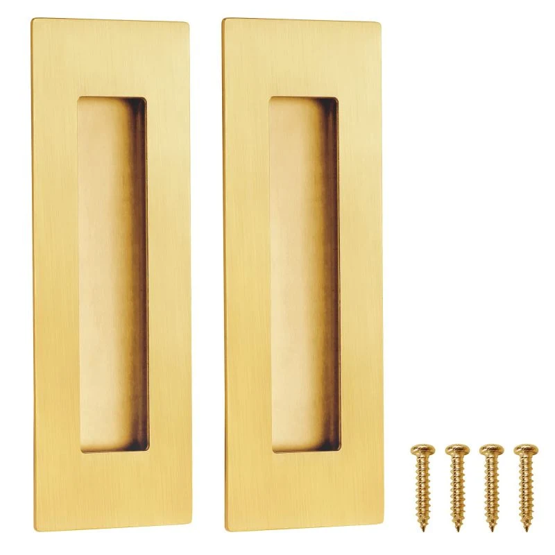 Hardware Pocket Closet Door Brushed Gold Stainless Steel Rectangular Door Handle