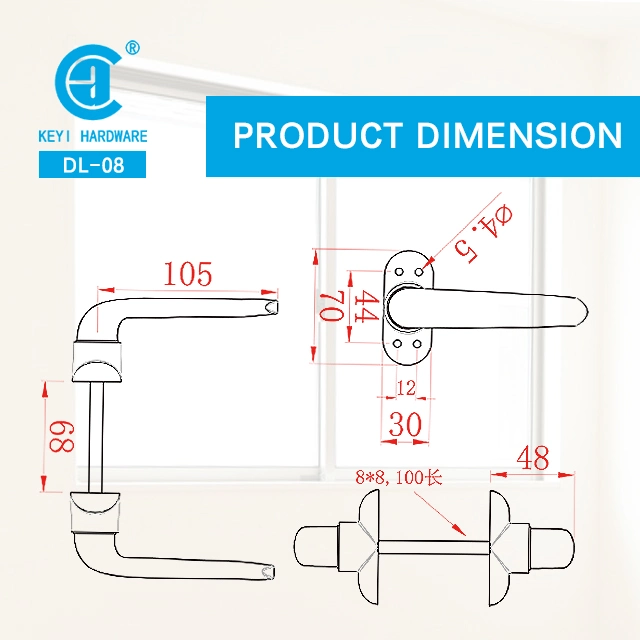 Keyi Metal Dl-08 High Quality Multifunctional Aluminum Door Lever Handle