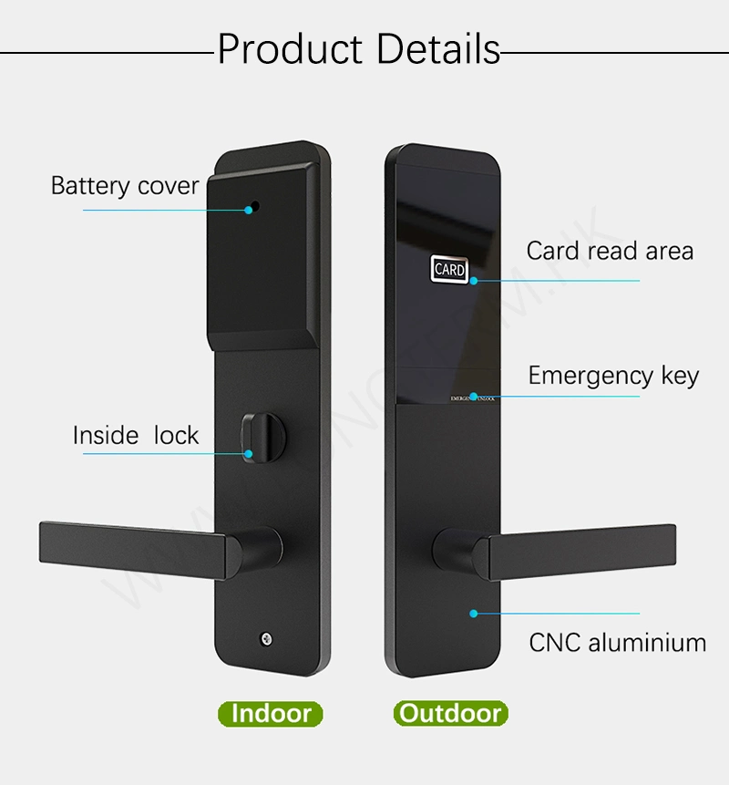 Gold Color Electronic RFID Card Key Wireless Smart Hotel Door Lock