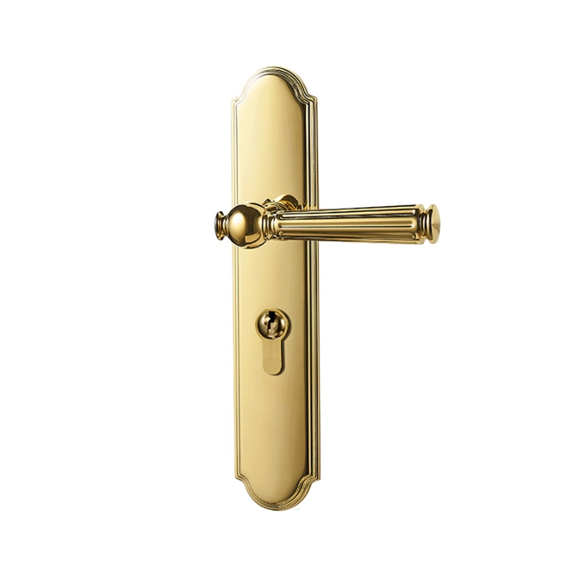 Chinese Manufacturers Custom Mute All Copper Room Wooden Door Lock Gold Home Door Handle