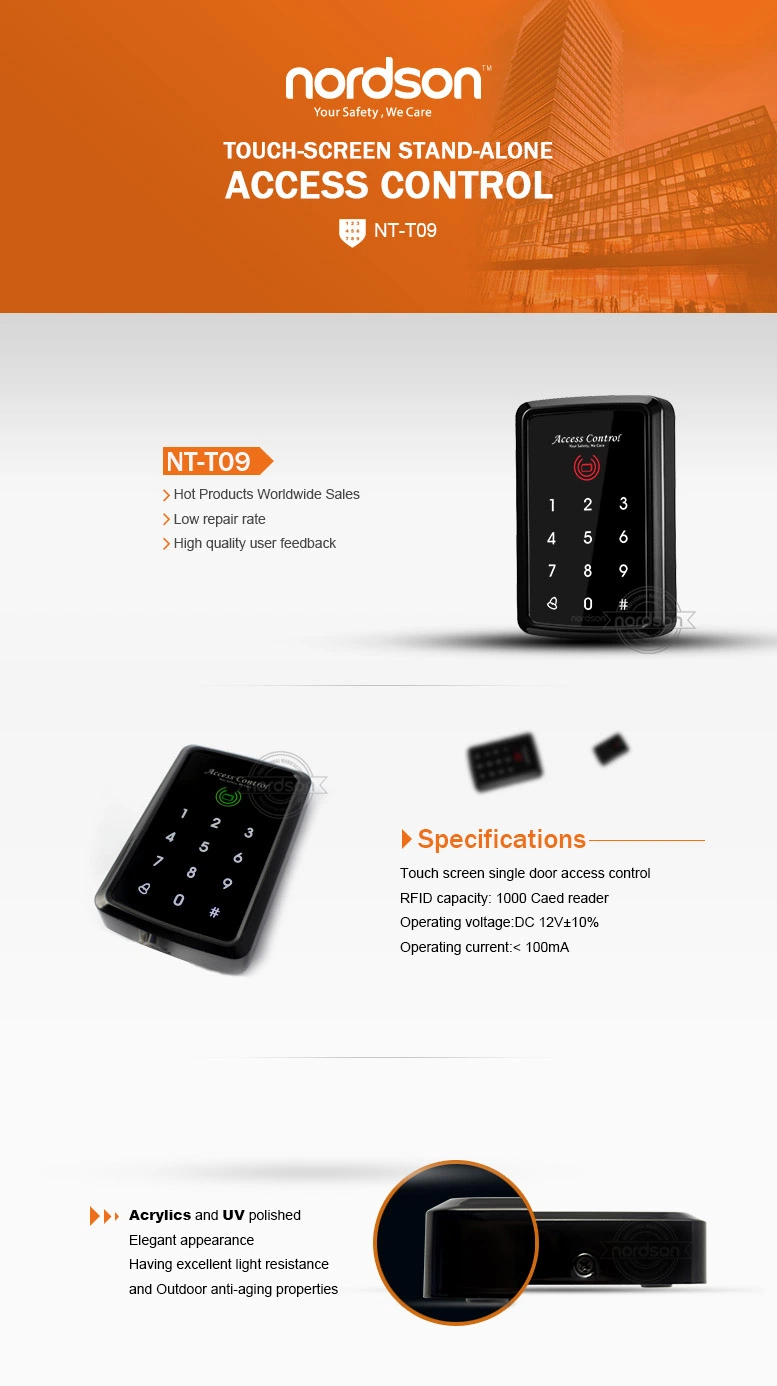 125kHz RFID Standalone Open Close Door Keypad with Touch Screen Keypad