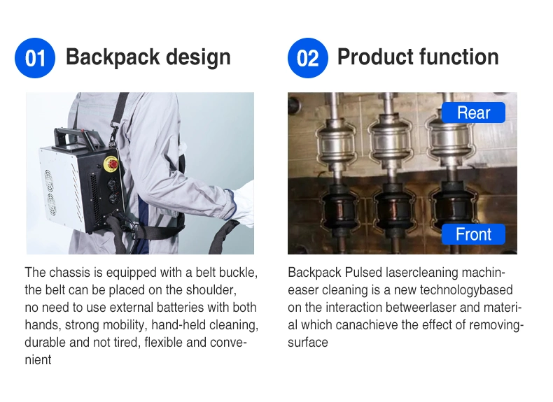 Backpack Design High Efficiency 50W/100W Reasonable Price for Rust Removal