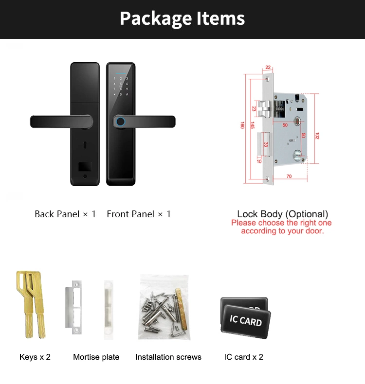 Anti-Thieft Tuya WiFi Biometric Fingerprint Smart Door Lock for Apartments